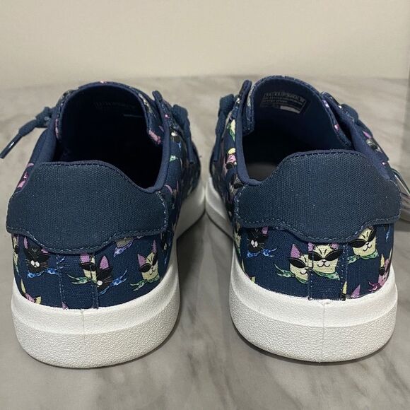 NWT BOBS from Skechers Windy Kitty Cat Print Sneakers Navy Blue Memory Foam 7.5 - Picture 5 of 14